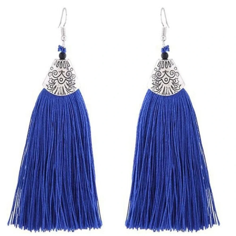 🔴 Blue Tassel Earrings